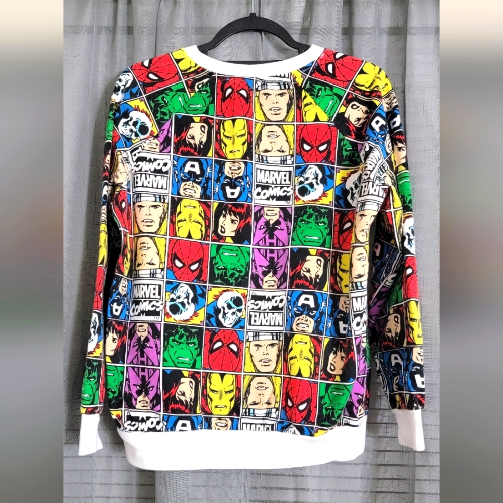Marvel Colorful Character Collage Sweatshirt Size Large - Picture 2 of 3